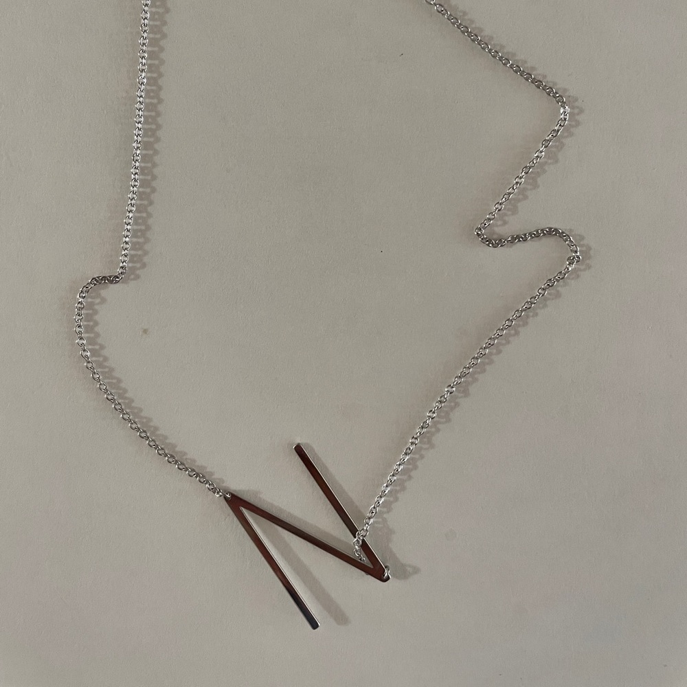 CAI Large Sideways Initial Necklaces Silver N